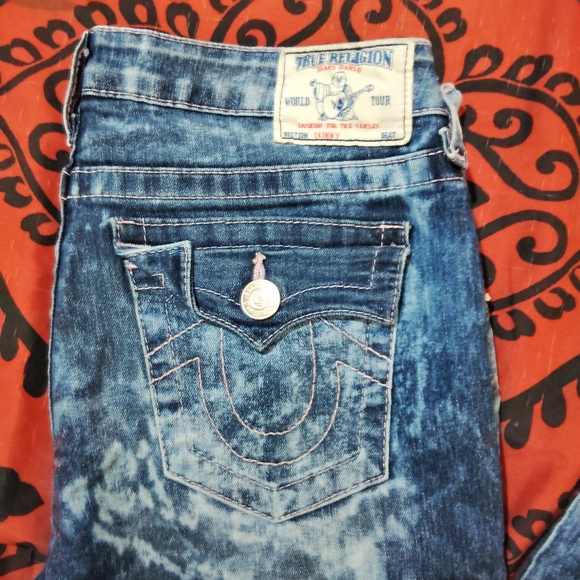 Vtg Y2K Early 2000s Splatter Bleach Style True Religion Denim Skinny Jeans - Picture 3 of 15